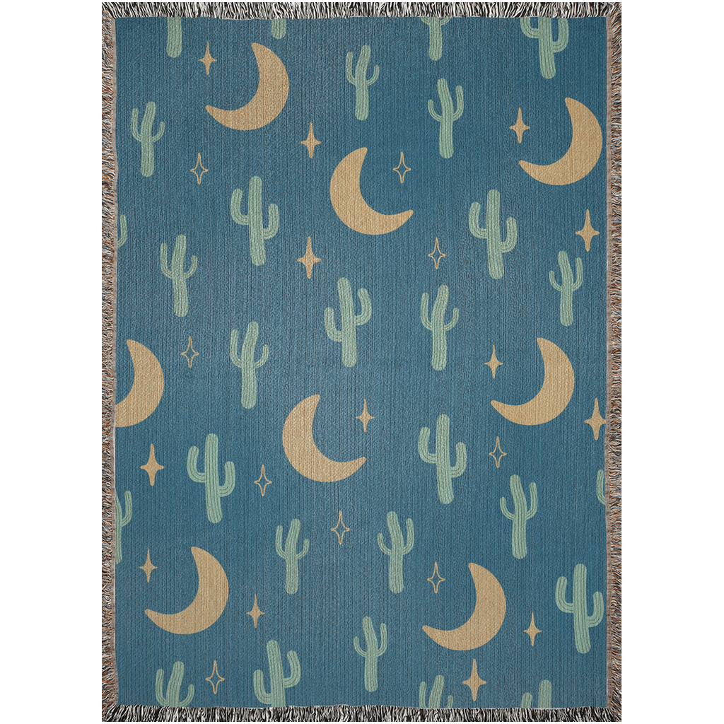 Cactus Moon | Boho Celestial Woven Blanket