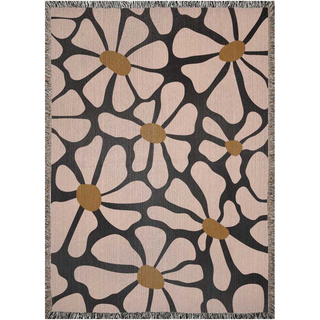 Retro Design | Boho Floral Woven Blanket