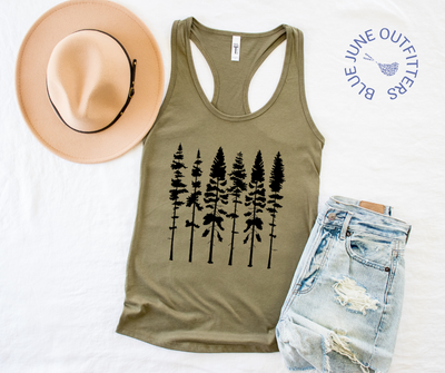 Nature Tree Line | Forest Racerback Tank Top Women's 