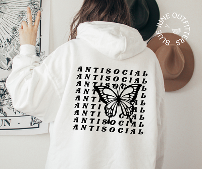 Buy Antisocial Butterfly | Funny Introvert Hooded Sweatshirt