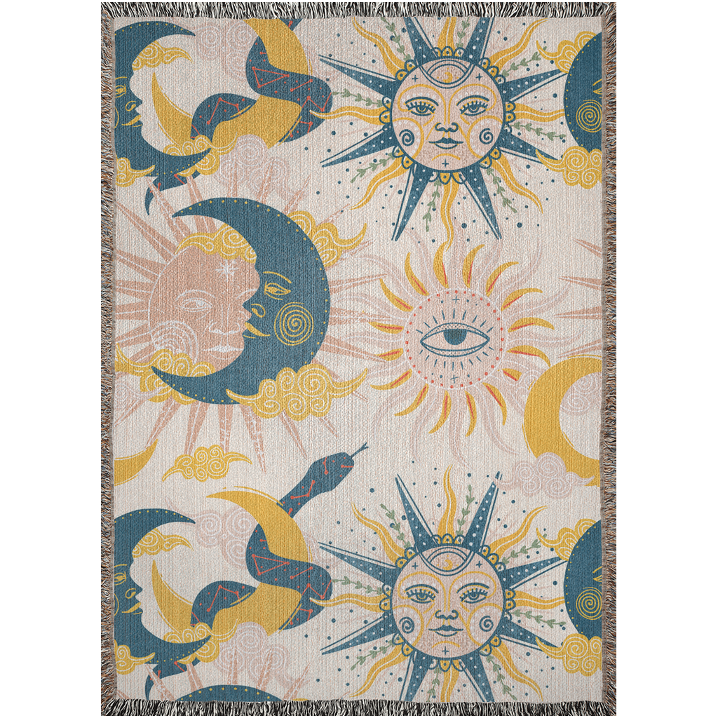 Sun Moon Stars | Celestial Woven Blanket