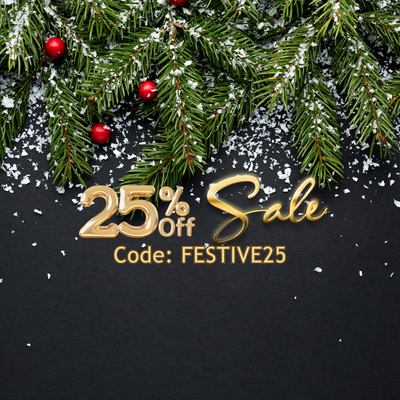 save 25% off holiday apparel with code FESTIVE25 at checkout