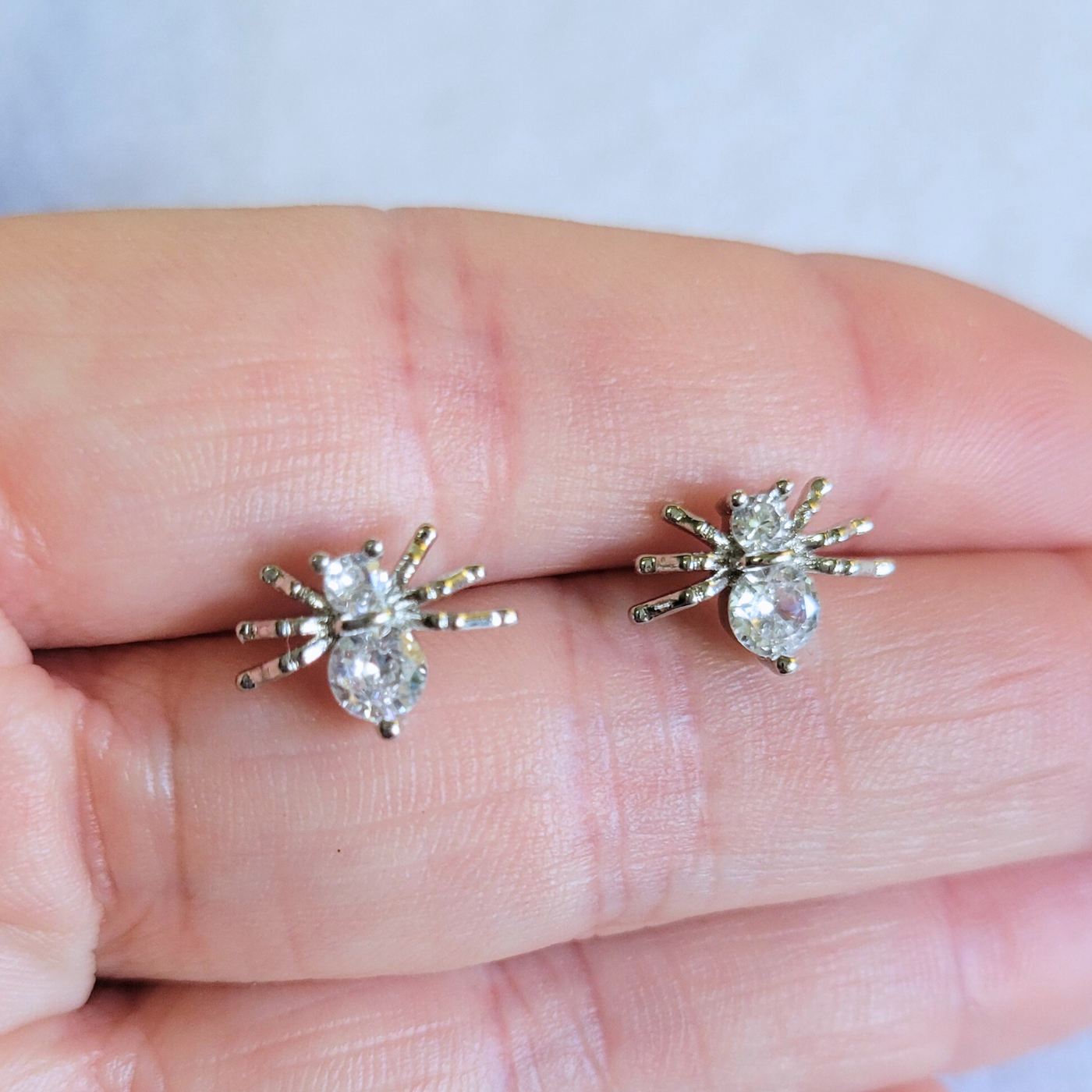 Spider Stud Earrings 925 Sterling Silver Zircon