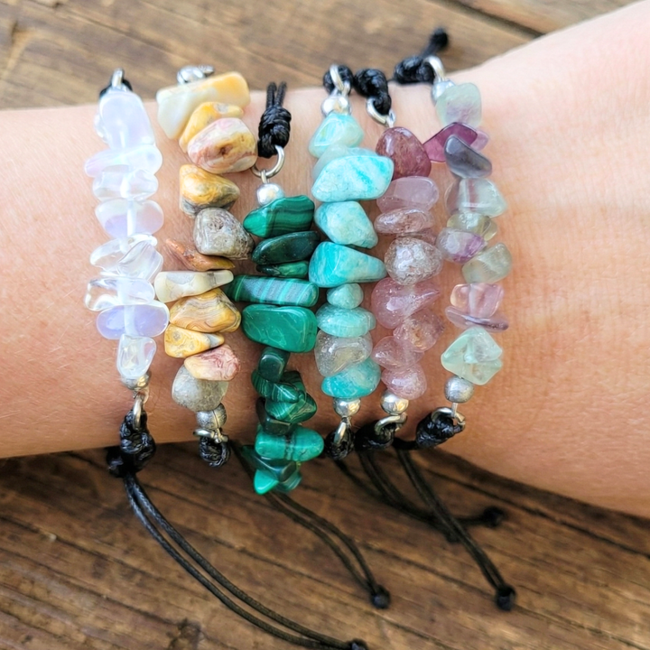 Adjustable Gemstone Chip Bracelets or Anklets