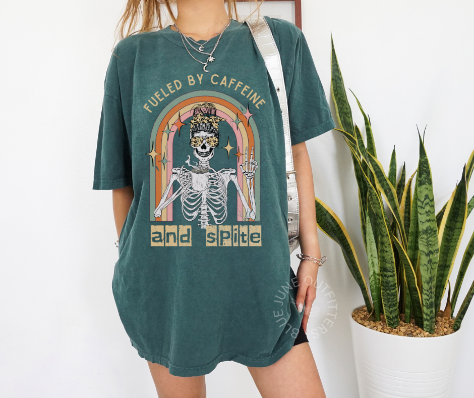 Fueled by Caffeine and Spite | Skelly Comfort Colors® Tee