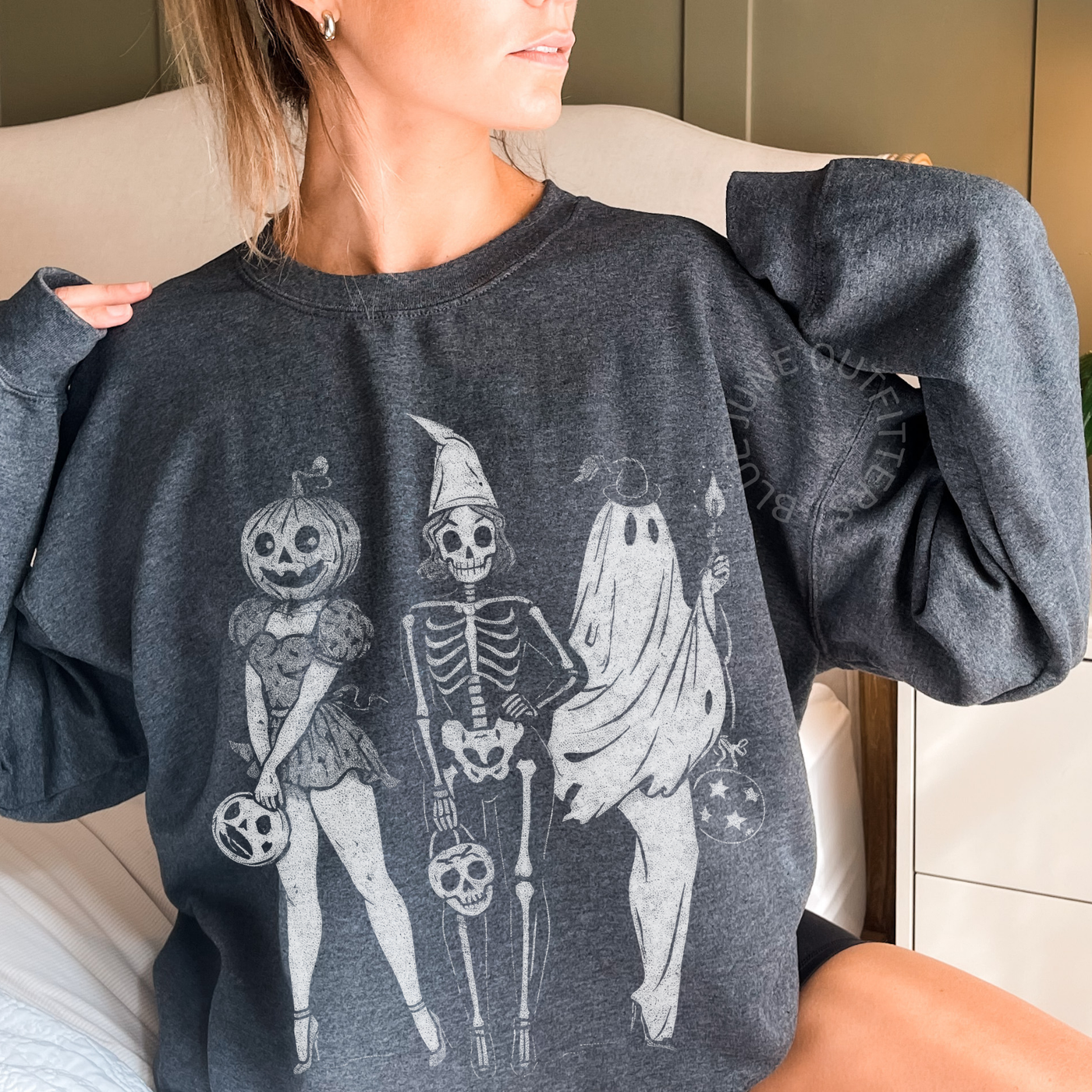 Vintage Sexy Spooky Trio | Unisex Halloween Crewneck Sweatshirt
