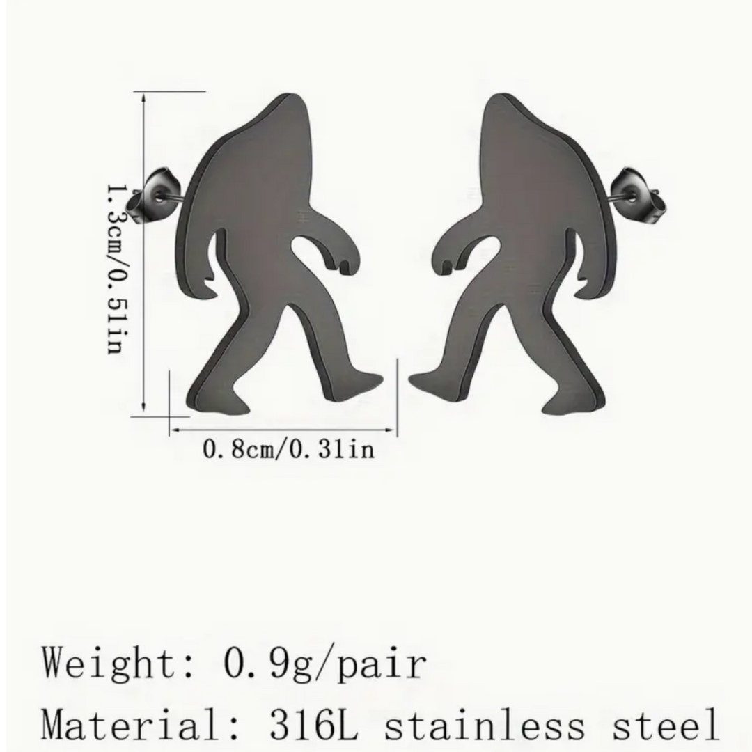 Bigfoot/Sasquatch stainless steel stud earrings