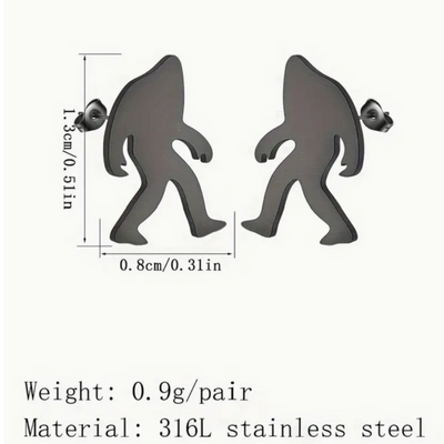 Bigfoot/Sasquatch stainless steel stud earrings