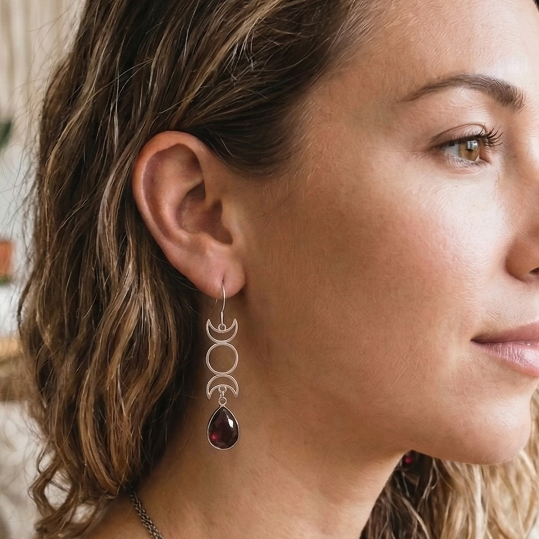 Triple Moon Goddess Earrings | Handcrafted Boho Jewelry