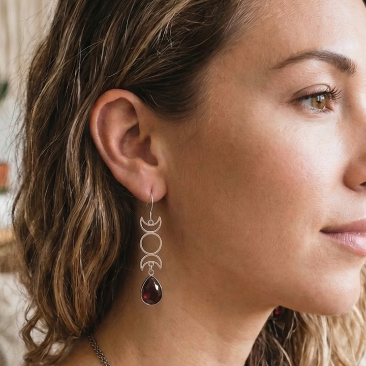 Triple Moon Goddess Earrings | Handcrafted Boho Jewelry