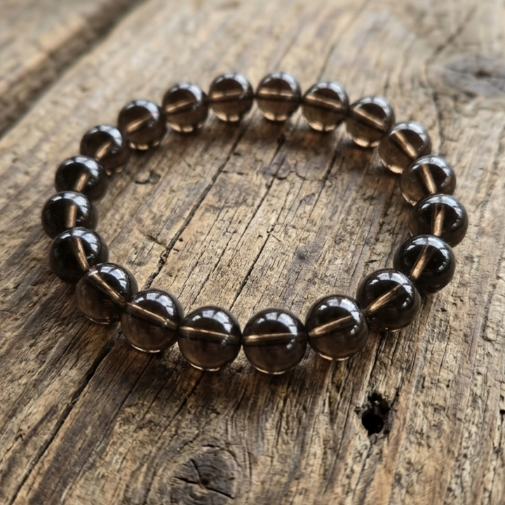 Grounding Smoky Quartz Bracelet – 8mm Genuine Gemstone Dainty Bead Bracelet