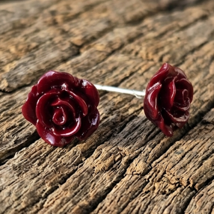 The Midnight Botanical – 10mm Rose Stud Earrings