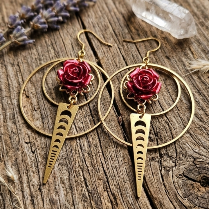 Celestial Bloom Moon Phase Dangles