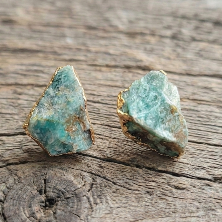 Raw Amazonite & 18k Gold Studs | The Hope Stone