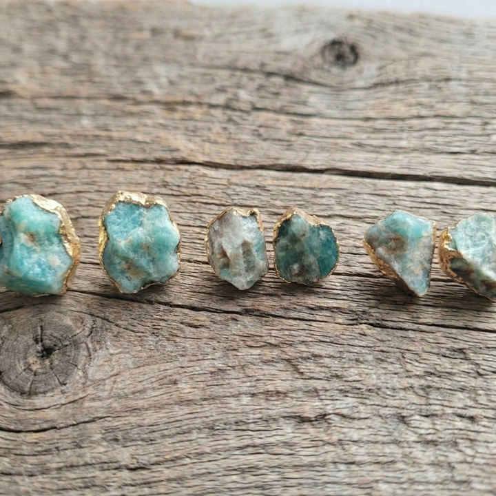 Raw Amazonite & 18k Gold Studs | The Hope Stone