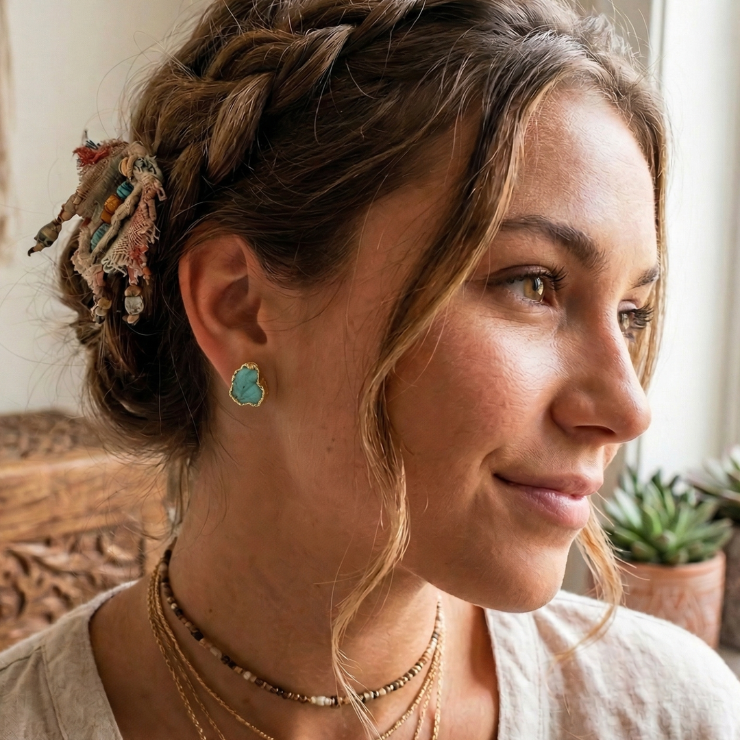 Raw Amazonite & 18k Gold Studs | The Hope Stone