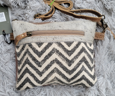 CANVAS AND HAIR ON LEATHER PURSE BY MYRA BAG
