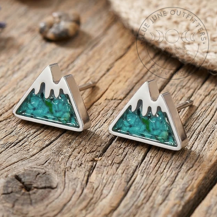 Mountain Range Stud Earrings | Hypoallergenic White Gold Plated