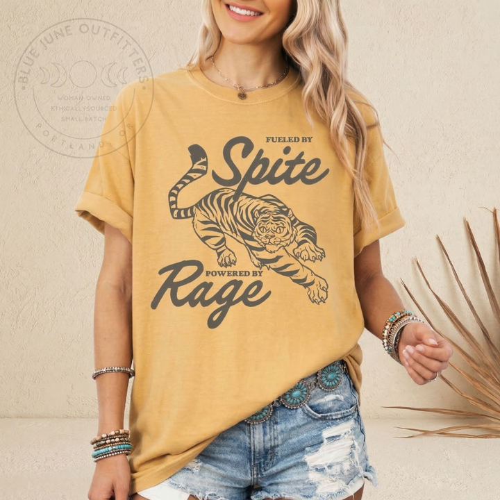 Fueled by Spite Powered by Rage Tiger  Shirt– Feminist Grunge Graphic Tee