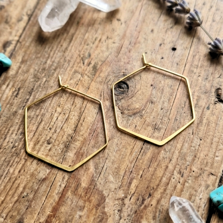 Geometric Hexagon Hoop Earrings