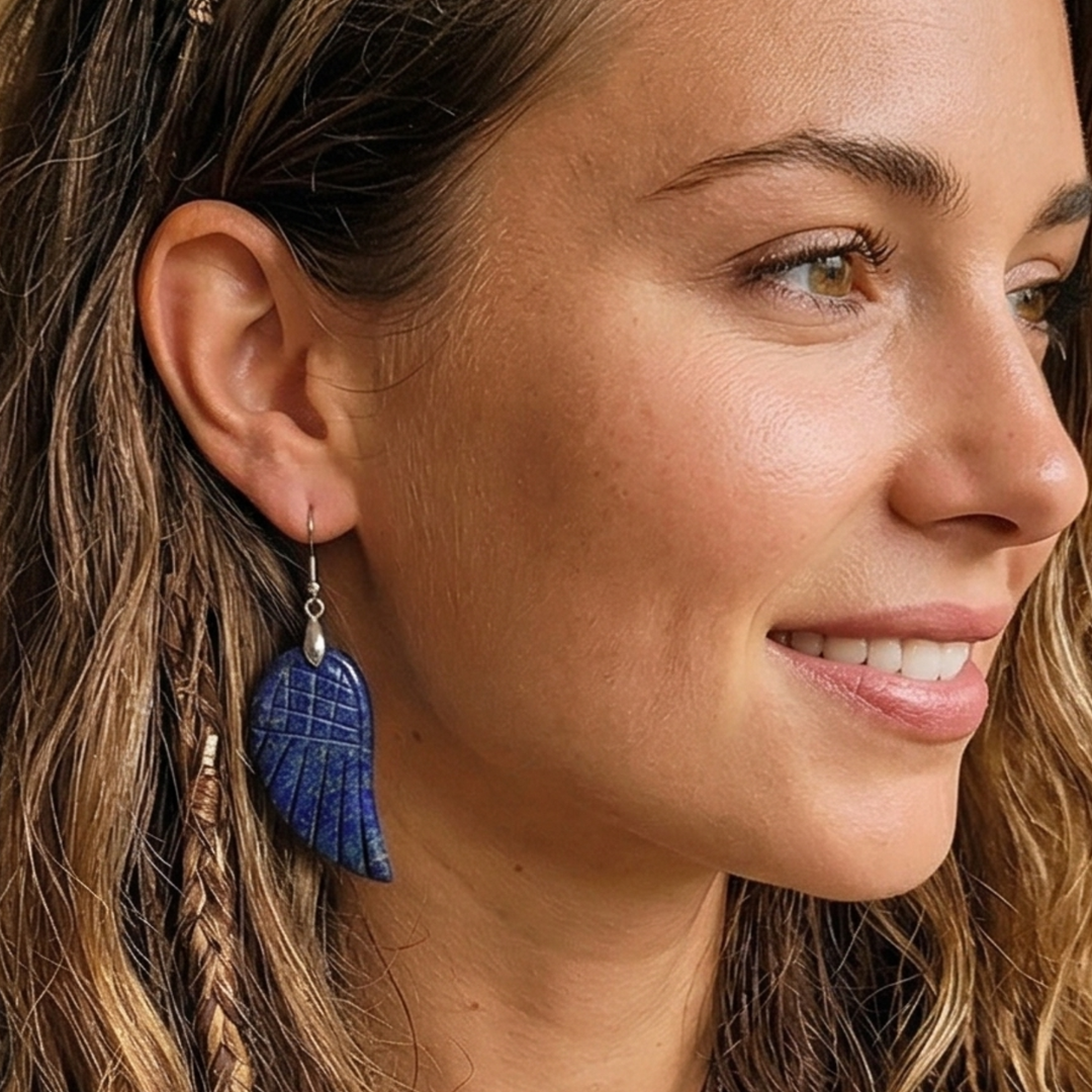Fly High: Hand-Carved Gemstone Wing Earrings