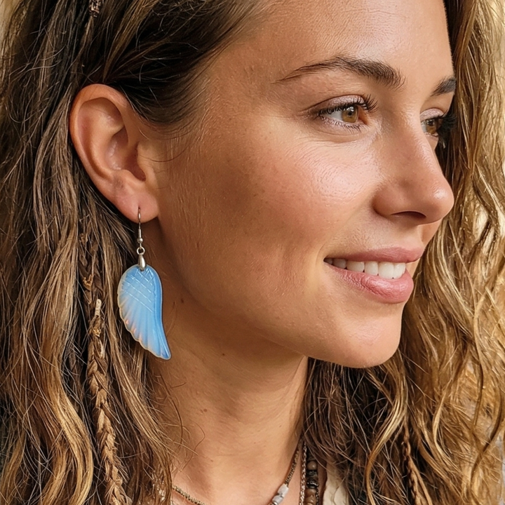 Fly High: Hand-Carved Gemstone Wing Earrings