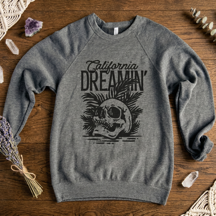 California Dreamin’ – Skull & Palm Graphic Crewneck