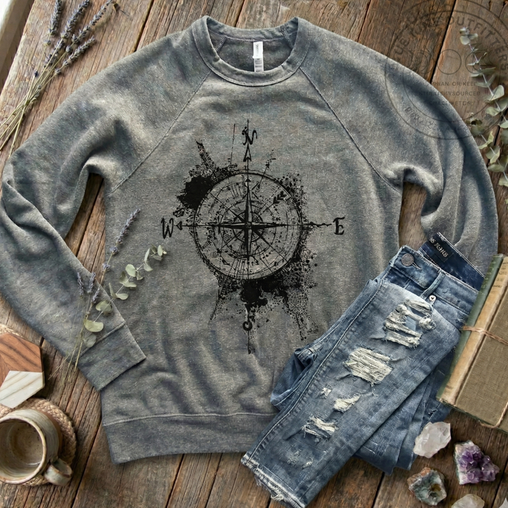 Find Your Way | Compass Sponge Fleece Sweatshirt