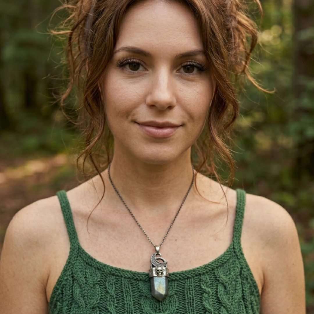 The Midnight Seer | Labradorite & Antique Silver Skull Necklace