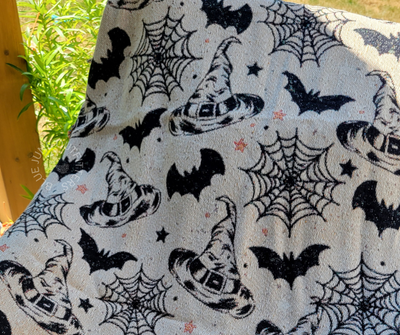 Witchy Bats and Spider Webs | Woven Throw Blanket