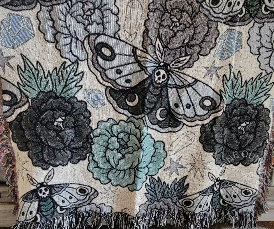 Death Moths and Crystals | Witchy Woven Blanket