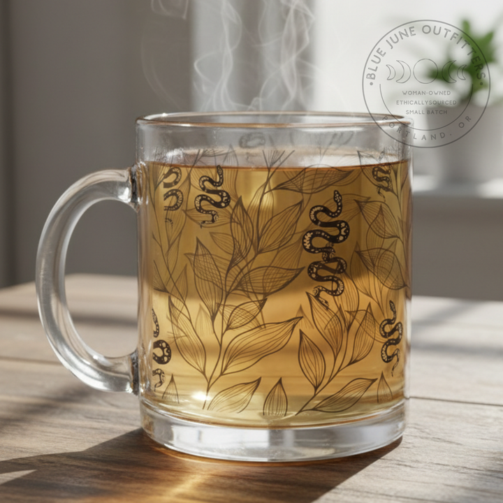 Ethereal Vines and Celestial Snakes Glass Mug