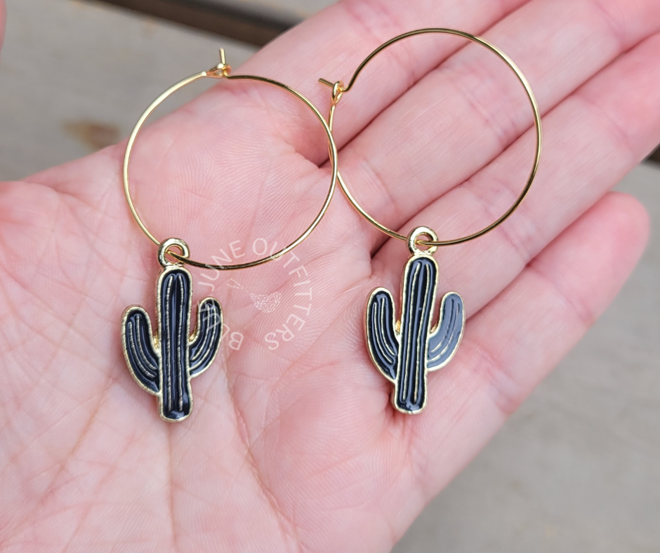 Cactus 18k Gold Plated Hoops
