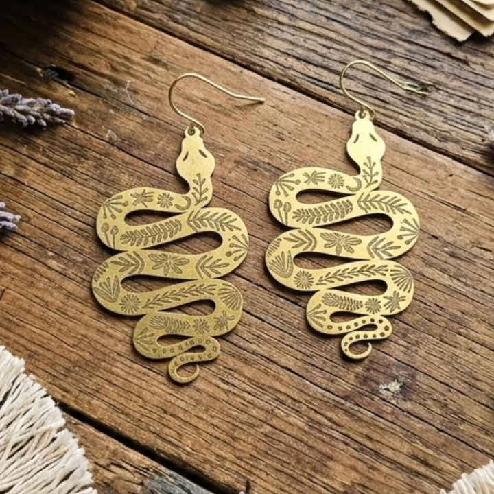 Celestial Serpent Snake Dangle Earrings