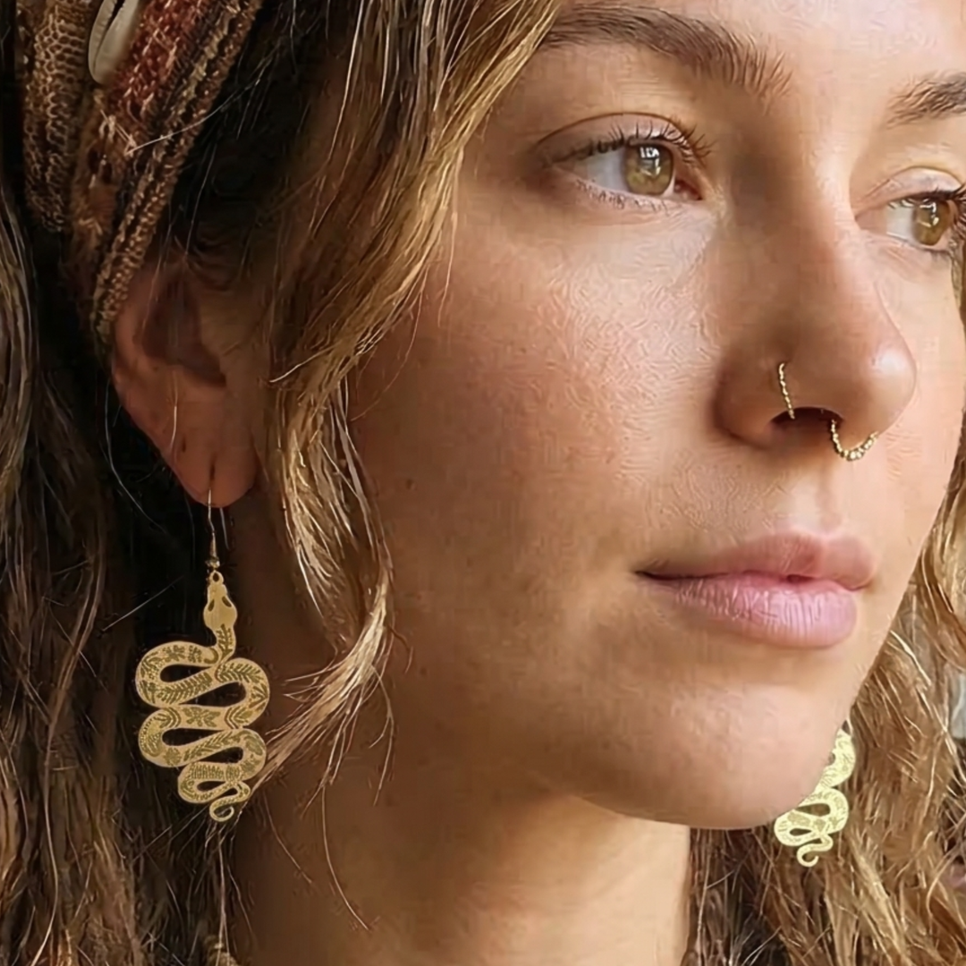 Celestial Serpent Snake Dangle Earrings