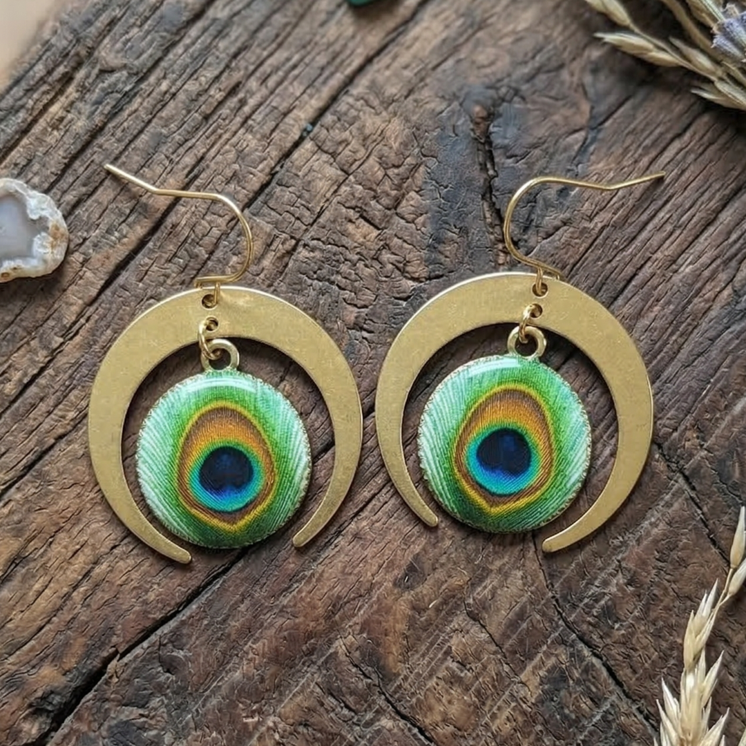Lunar Peacock Statement Earrings