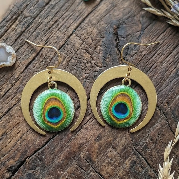 Lunar Peacock Statement Earrings