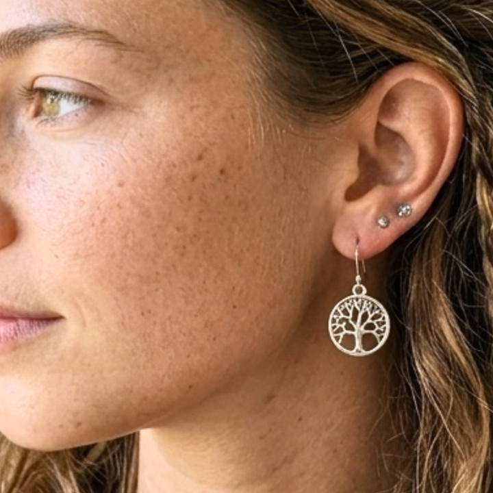 Silver Arched Tree of Life Earrings
