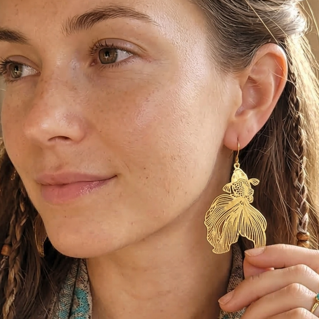 Gold or Silver Celestial Koi Earrings