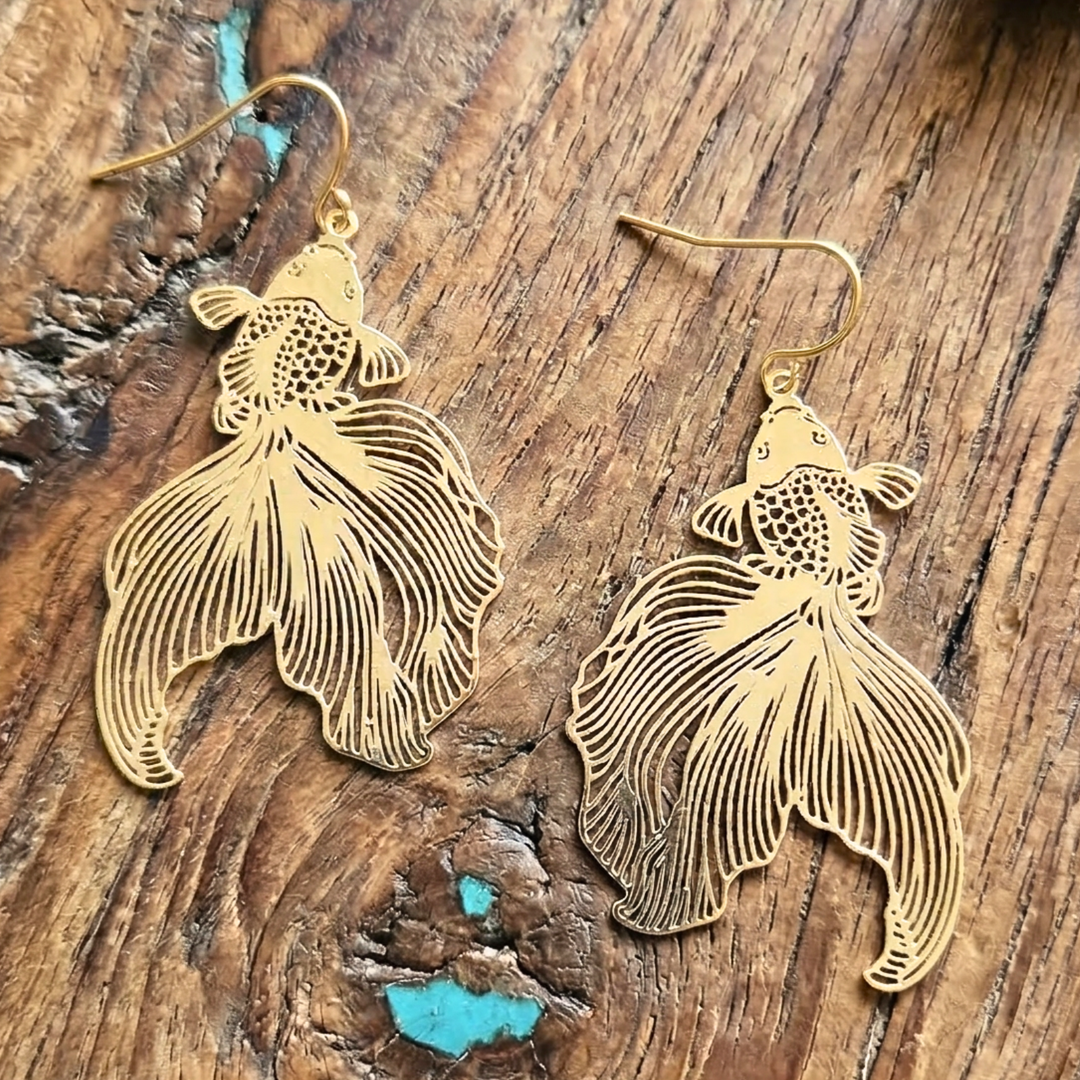Gold or Silver Celestial Koi Earrings