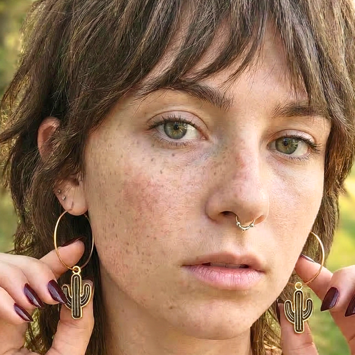 Timeless Gold Boho Cactus Hoops