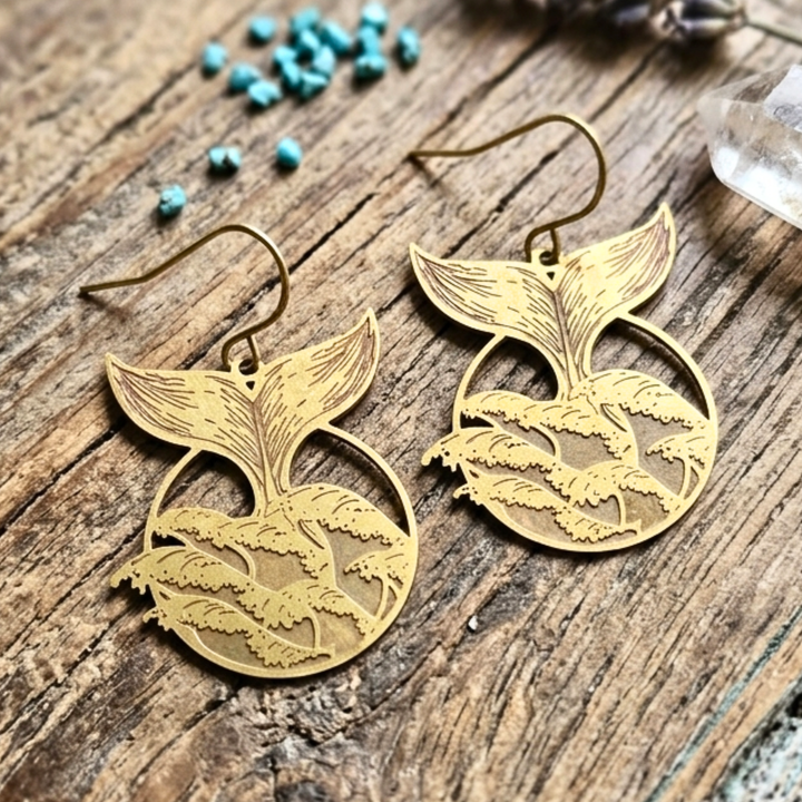 Ocean Wanderer Whale Tail Earrings