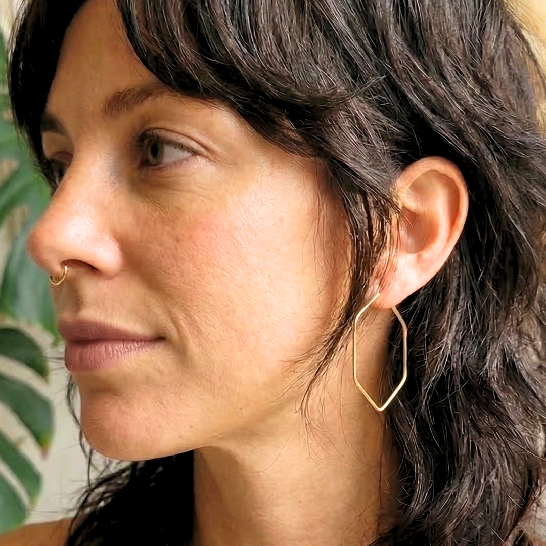 Geometric Hexagon Hoop Earrings