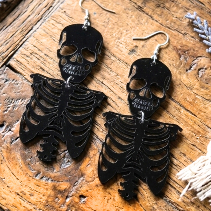 Bone-Chillingly Chic: Acrylic Skeleton Rib Cage Dangle Earrings