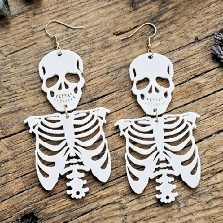 Bone-Chillingly Chic: Acrylic Skeleton Rib Cage Dangle Earrings