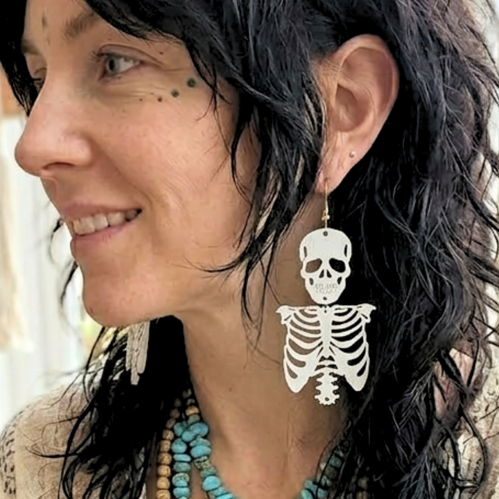 Bone-Chillingly Chic: Acrylic Skeleton Rib Cage Dangle Earrings