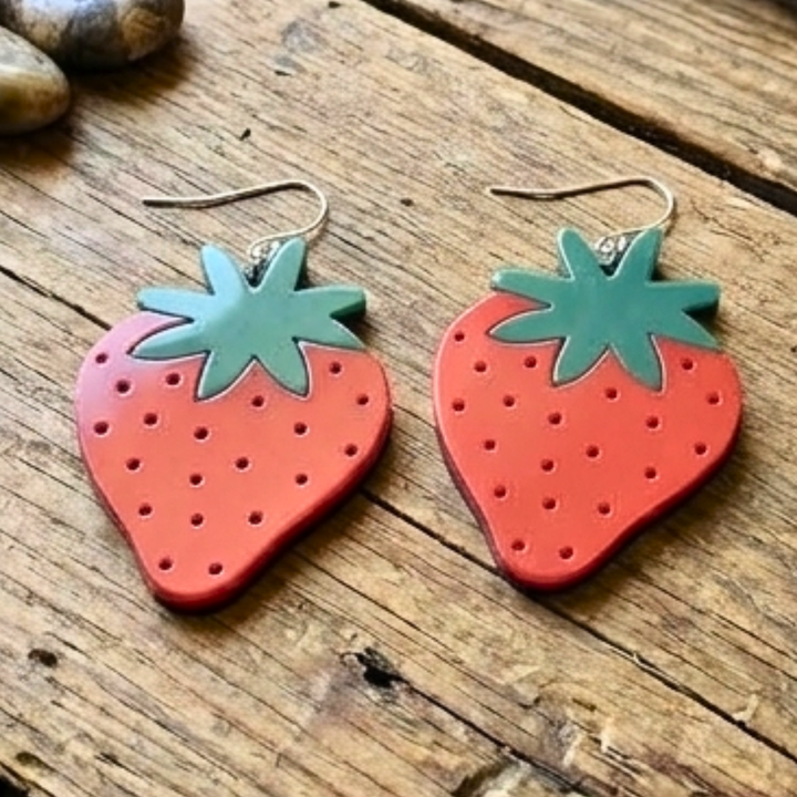 Sweeten Your Style: Handcrafted Acrylic Strawberry Earrings