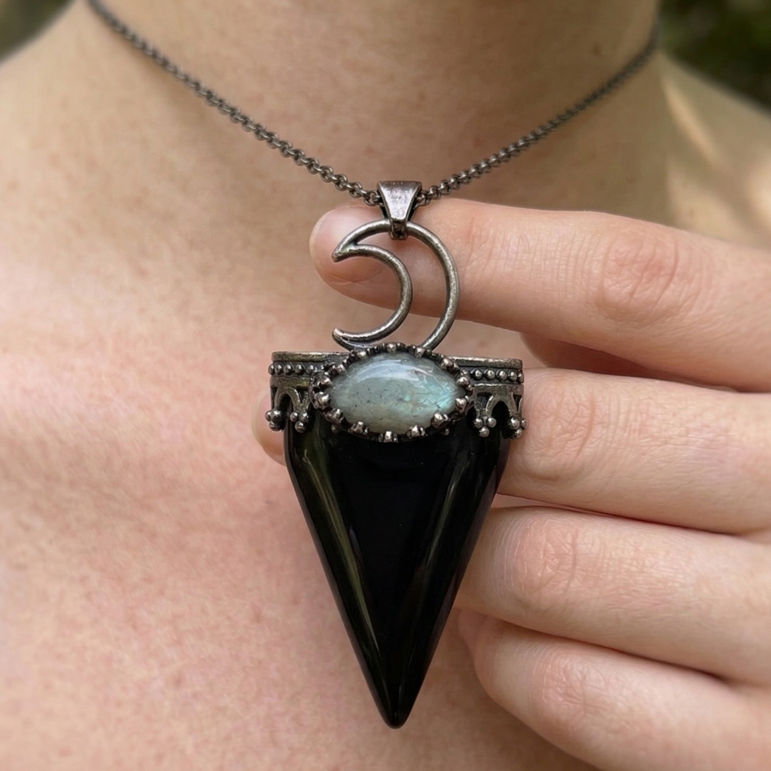 The Lunar Spear: Stone & Labradorite Talisman