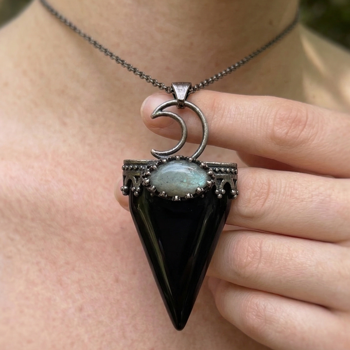 The Lunar Spear: Stone & Labradorite Talisman