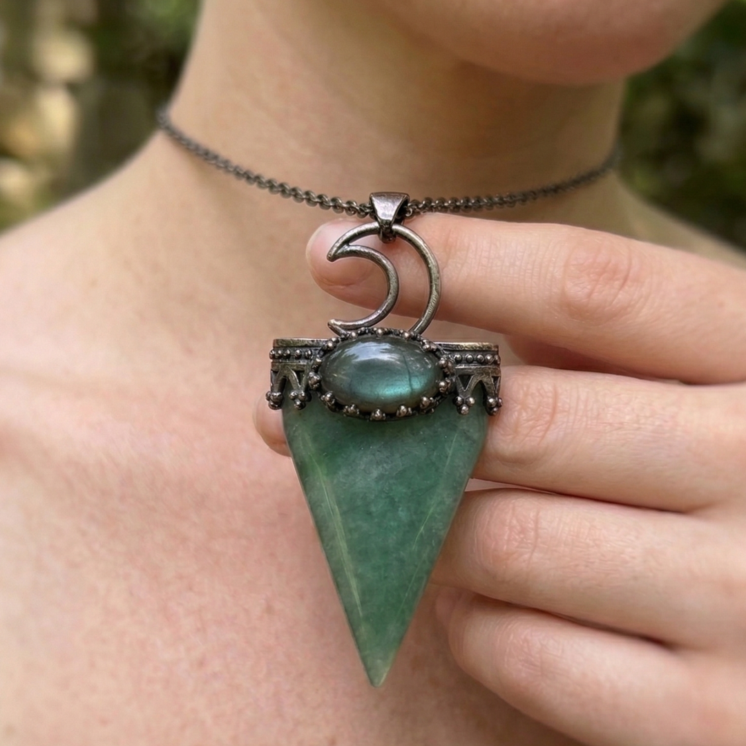 The Lunar Spear: Stone & Labradorite Talisman